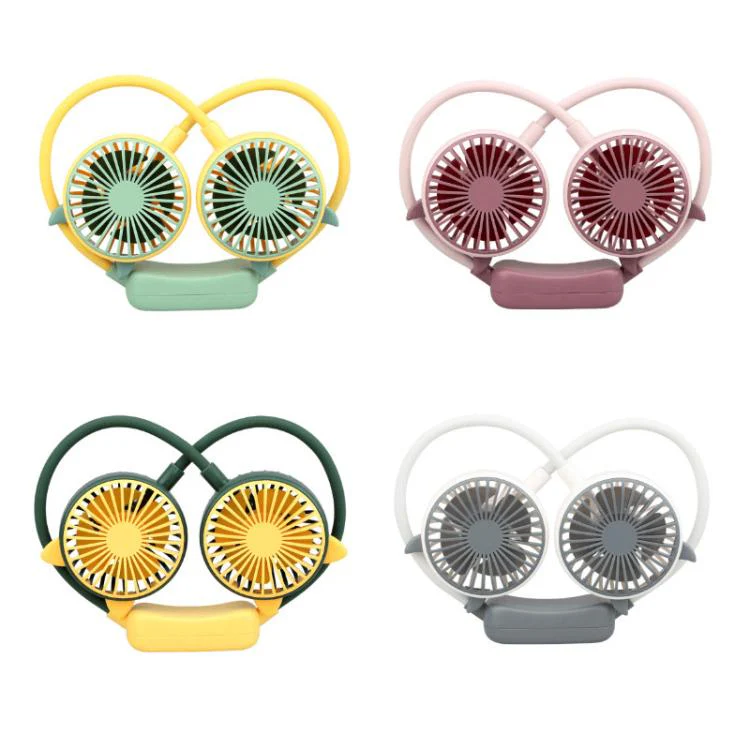 Outdoor Folding Mini Neck Fan Portable USB Rechargeable Summer Gift Fan, Color: Devil Pink Purple - Image 2