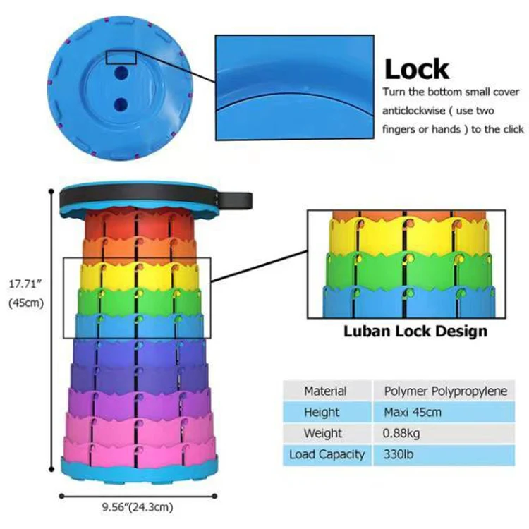 Outdoor Folding Telescopic Stool Portable Fishing Chair(Rainbow) - Image 3