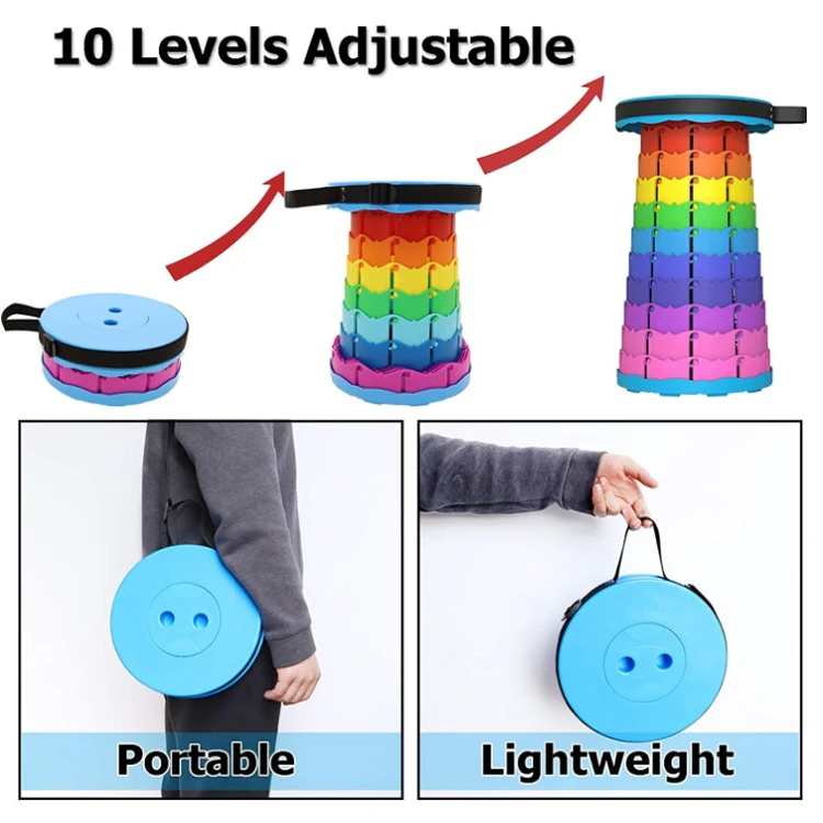 Outdoor Folding Telescopic Stool Portable Fishing Chair(Rainbow) - Image 4