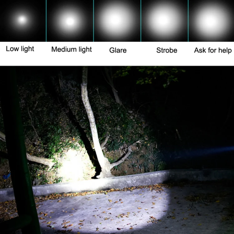 Outdoor LED T6 Strong Light Rechargeable Flashlight Car Safety Hammer Multi-Function Aelf-Defense Flashlight(Single Flashlight) - Image 6
