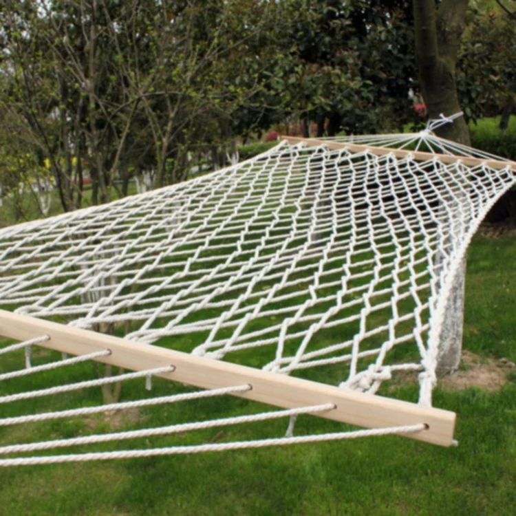 Outdoor Mesh Hammock Cotton Thread Solid Wood Stick Hammock Indoor Swing, Size: 200x80cm - Image 2