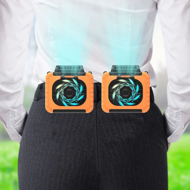 Outdoor Waist-Mounted Lighting Fan Multifunctional Bracket Hanging Neck Fan(Yellow) - Image 14