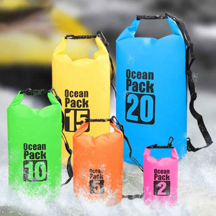 Outdoor Waterproof Double Shoulder Bag Dry Sack PVC Barrel Bag, Capacity: 30L (Sky Blue) - Image 8