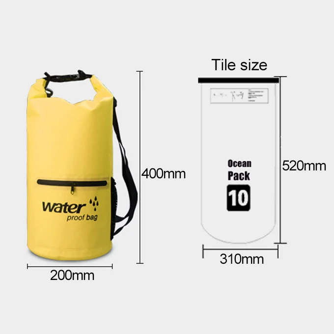 Outdoor Waterproof Dry Dual Shoulder Strap Bag Dry Sack PVC Barrel Bag, Capacity: 10L(Orange) - Image 4