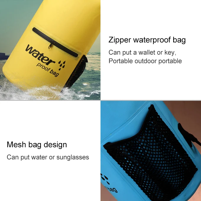Outdoor Waterproof Dry Dual Shoulder Strap Bag Dry Sack PVC Barrel Bag, Capacity: 10L(Orange) - Image 5