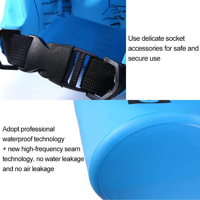 Outdoor Waterproof Single Shoulder Bag Dry Sack PVC Barrel Bag, Capacity: 15L (Dark Blue) - Image 4