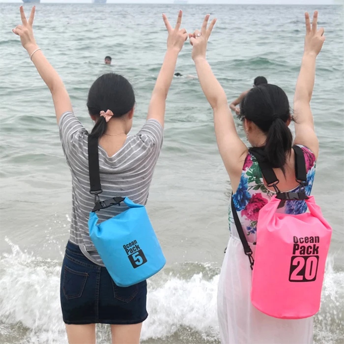 Outdoor Waterproof Single Shoulder Bag Dry Sack PVC Barrel Bag, Capacity: 15L (Dark Blue) - Image 7