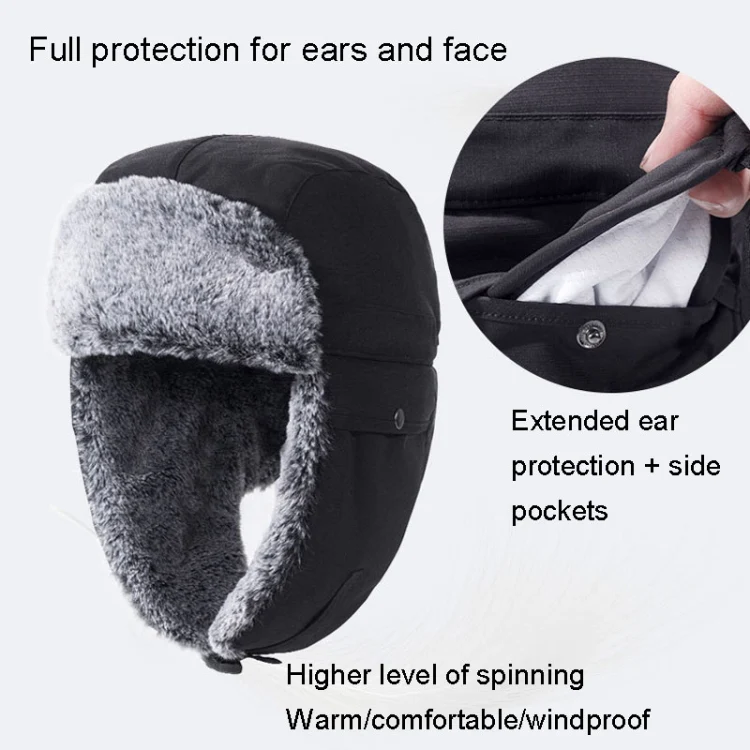 Outdoor Windproof Hat Winter Thickened Cotton Cap Warm Coldproof Riding Cap, Cap Size: 58-62cm (Black) - Image 5