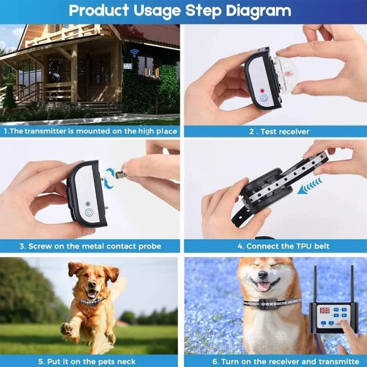 Outdoor Wireless Electronic Pet Fence Night Reflective Collar, Specification: One for Three(AU Plug) - Image 9