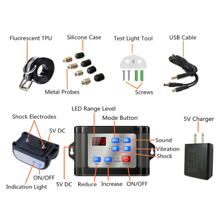 Outdoor Wireless Electronic Pet Fence Night Reflective Collar, Specification: One for Three(EU Plug) - Image 5