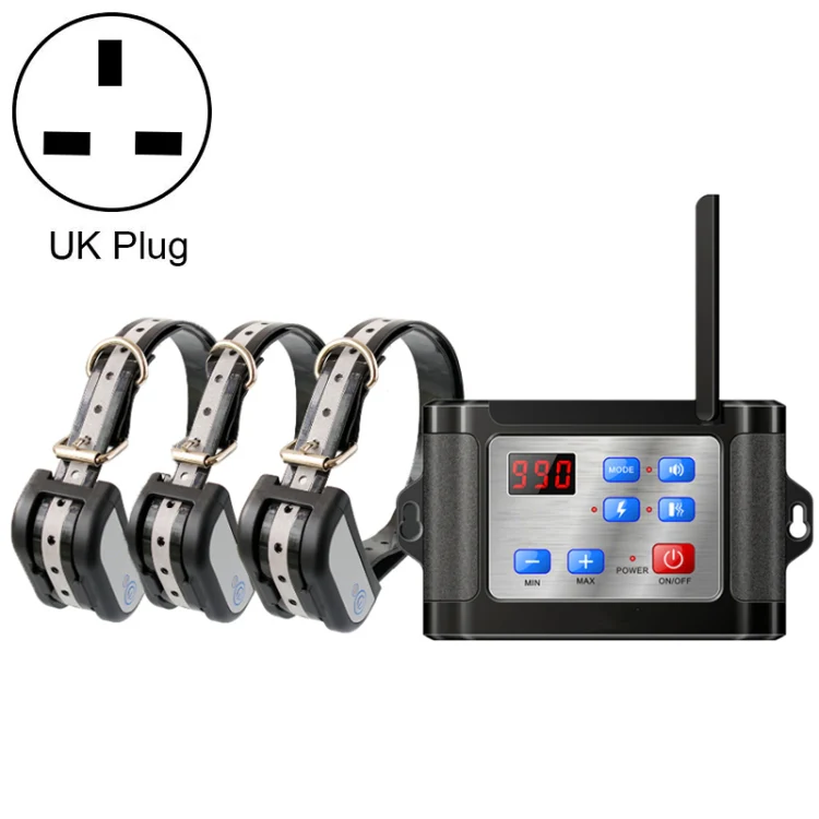 Outdoor Wireless Electronic Pet Fence Night Reflective Collar, Specification: One for Three(UK Plug)