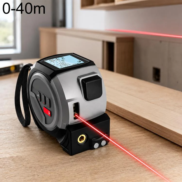 OUXIAOJIANG 3 in 1 High-Precision Handheld Cross Line Laser Rangefinder Digital Tape Measure, Measuring Distance:40m(Grey)