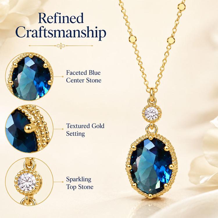 Oval Vintage-Style French Pendant Necklace for Women(Gold) - Image 4