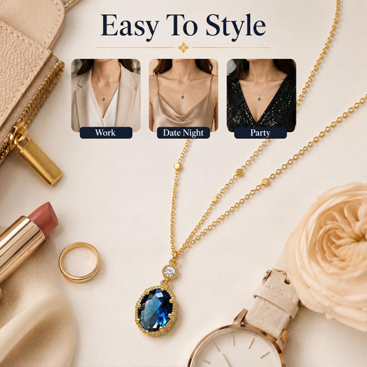 Oval Vintage-Style French Pendant Necklace for Women(Gold) - Image 6