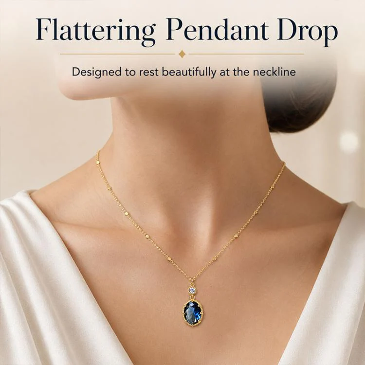 Oval Vintage-Style French Pendant Necklace for Women(Gold) - Image 7
