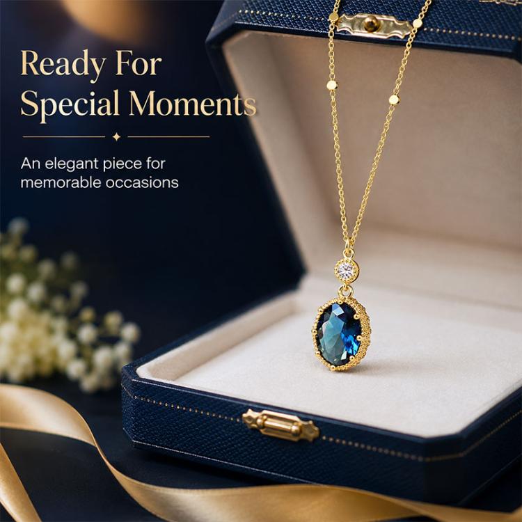 Oval Vintage-Style French Pendant Necklace for Women(Gold) - Image 8