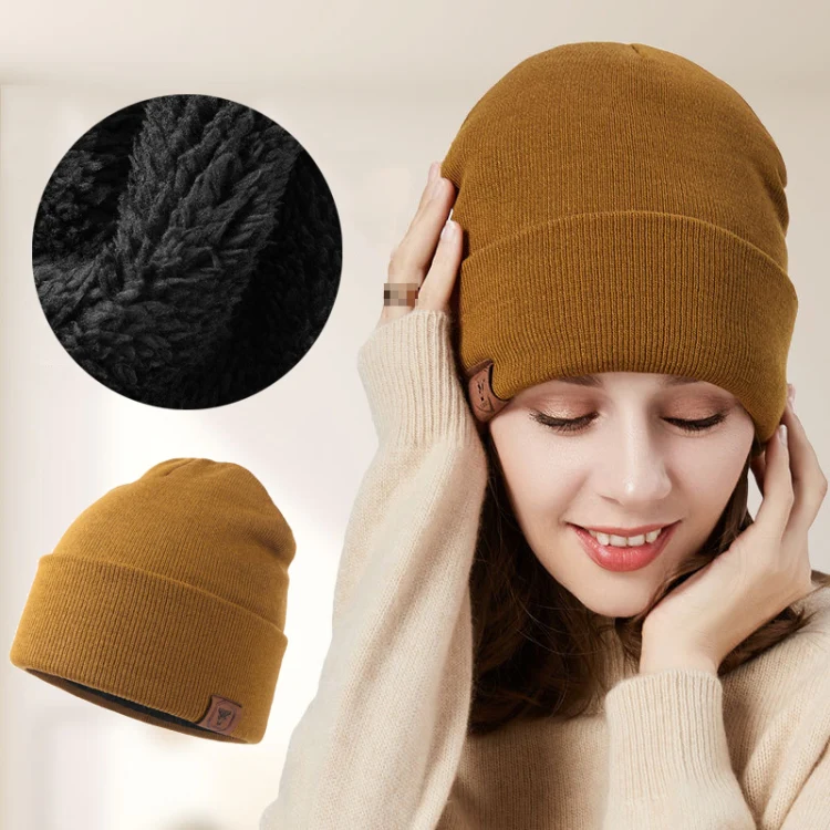 OZERO Plain Warm Wool Hat With Fleece Lining Knitted Beanie For Men And Women(Black) - Image 2