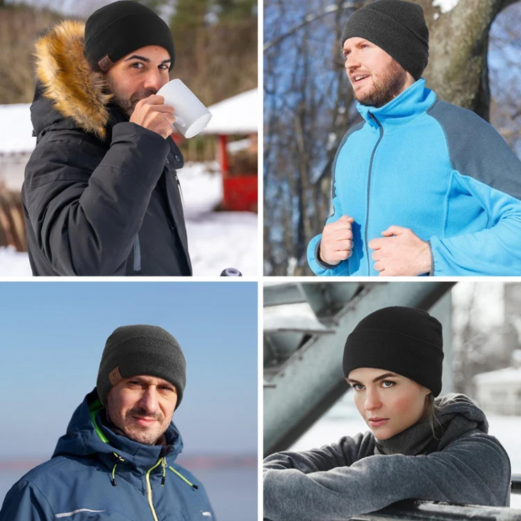 OZERO Plain Warm Wool Hat With Fleece Lining Knitted Beanie For Men And Women(Navy Blue) - Image 5