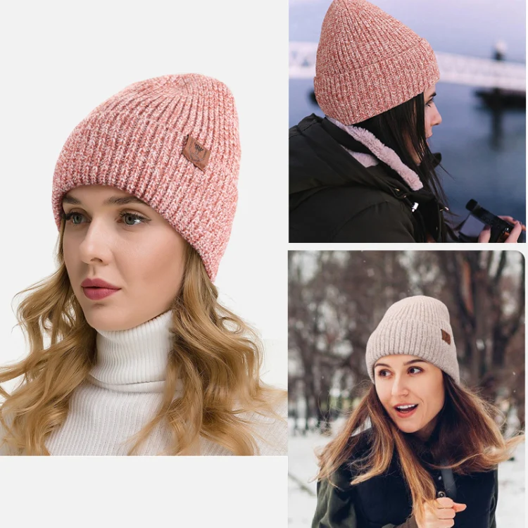 OZERO Women Wool Hat with Ear Protection Loose Fleece Lining Warm Knitted Cap(Red) - Image 6