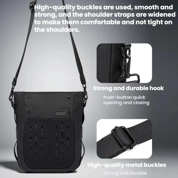 OZUKO Men Waterproof Commuting Crossbody Shoulder Bag(Black) - Image 7