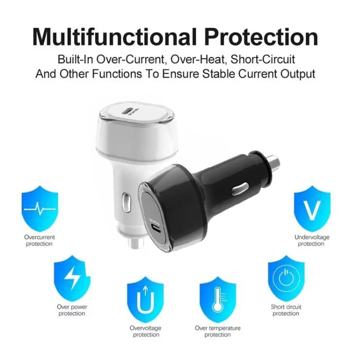 P01 PD45W Type-C / USB-C Buck Boost Car Charger with Type-C to 8 Pin and Type-C Data Cable(Black) - Image 7