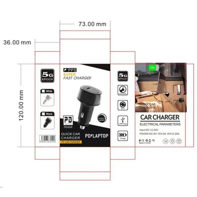 P01 PD45W Type-C / USB-C Buck Boost Car Charger with Type-C to 8 Pin and Type-C Data Cable(Black) - Image 9