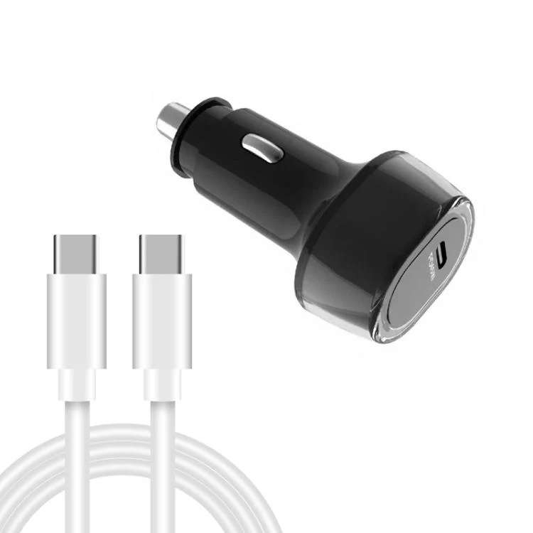 P01 PD45W Type-C / USB-C Buck Boost Car Charger with Type-C to Type-C Data Cable(Black)