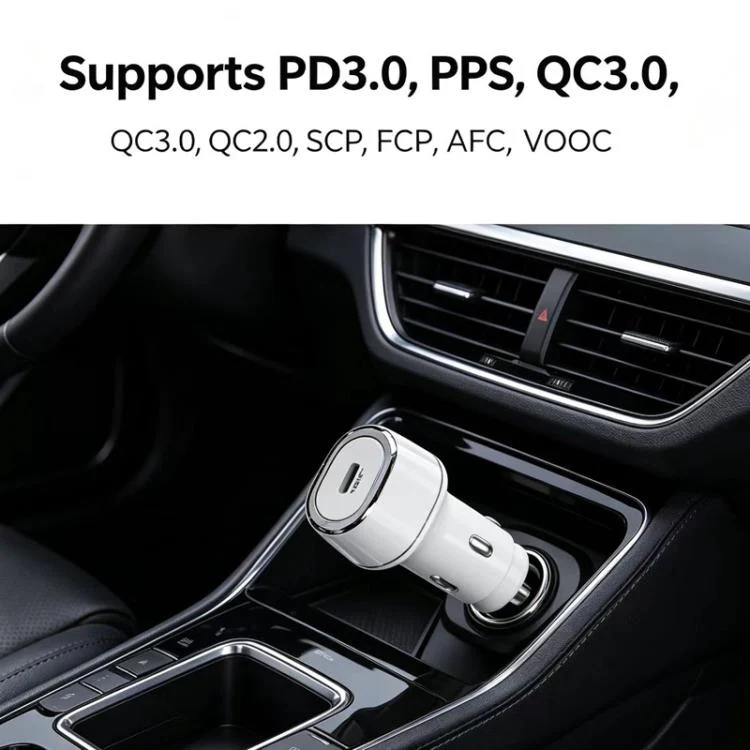 P01 PD45W Type-C / USB-C Buck Boost Car Charger with Type-C to Type-C Data Cable(Black) - Image 6