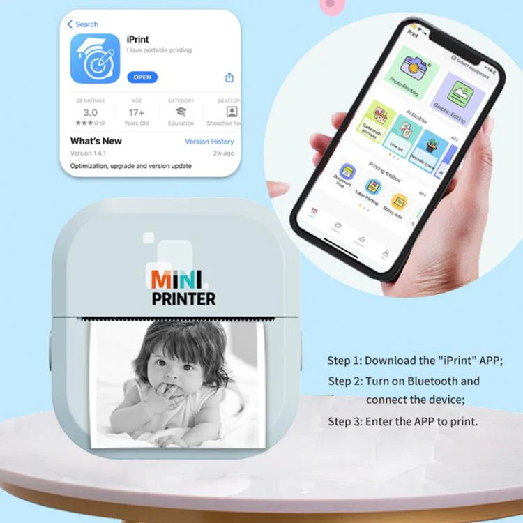 P1 Mini Portable Inkless Thermal Bluetooth Printer Export Version(White) - Image 7