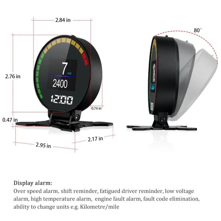 P15 OBD2 Car HUD Head-up Display Water Temperature / Vehicle Speed / Voltage - Image 4