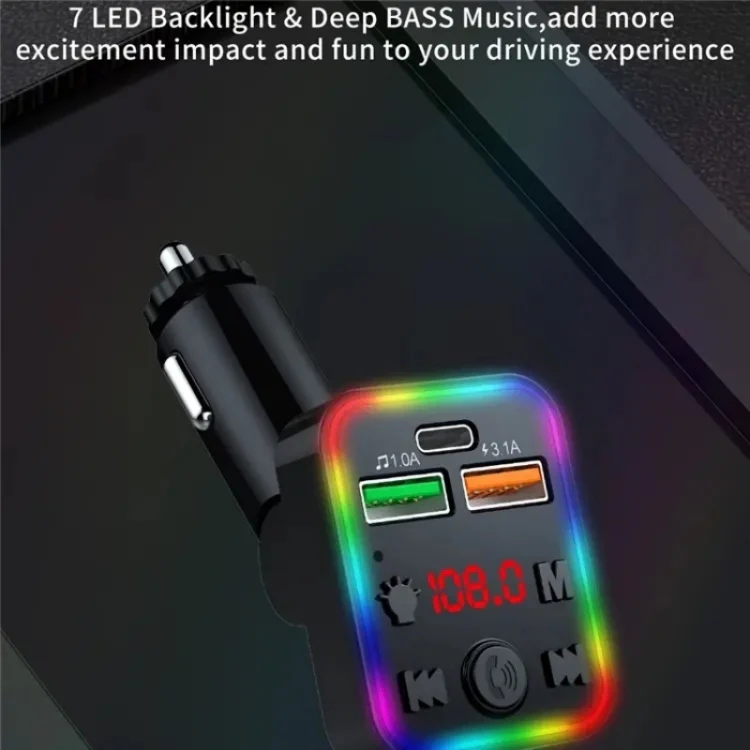P22 Support MP3 Player USB Port Bluetooth FM Transmitter in-Car Adapter PD Car Charger - Image 6