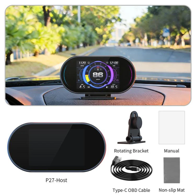P27 Multi-functional LCD HD OBD2 GPS Gauge Speedometer(Black) - Image 11