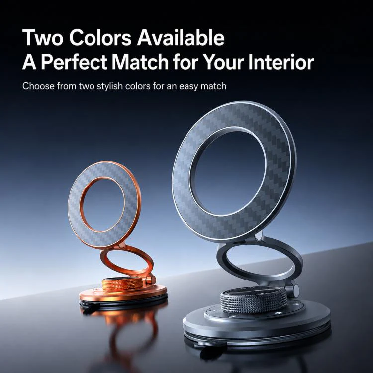 P7 360-Degree Rotating Ring Carbon Fiber Texture Alloy Magnetic Phone Holder(Orange) - Image 13