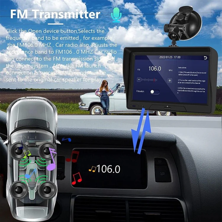 P702D 7 inch Portable Touch Display Wireless Car Navigator Dual-lens Smart Driving Recorder - Image 6