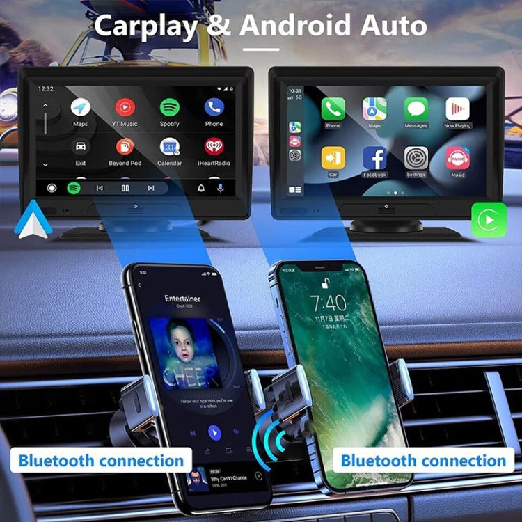 P702D 7 inch Portable Touch Display Wireless Car Navigator Dual-lens Smart Driving Recorder - Image 8