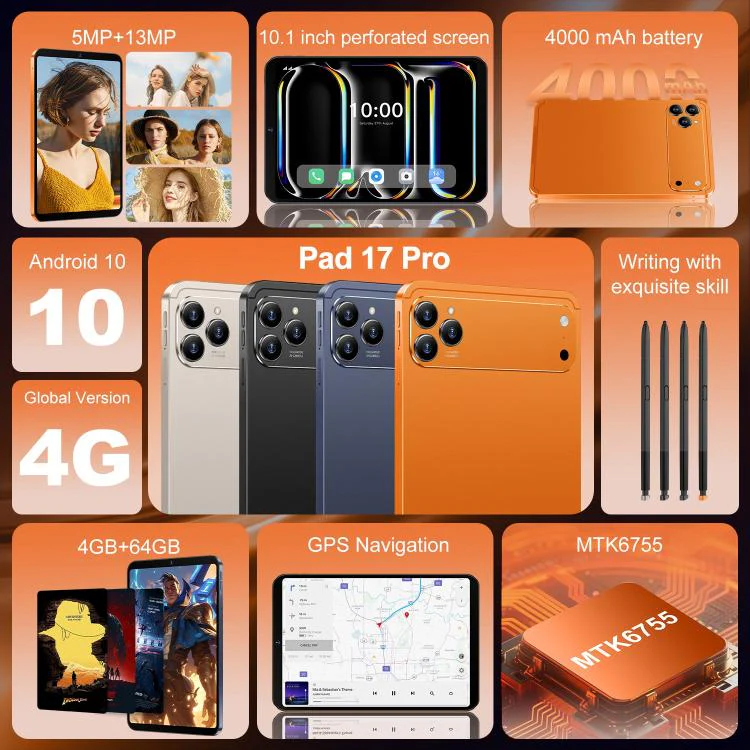 Pab 17 Pro 10.1 inch 4G LTE Tablet PC, 4GB+64GB, Android 10 MTK6755 Octa Core, EU Plug (Black) - Image 5