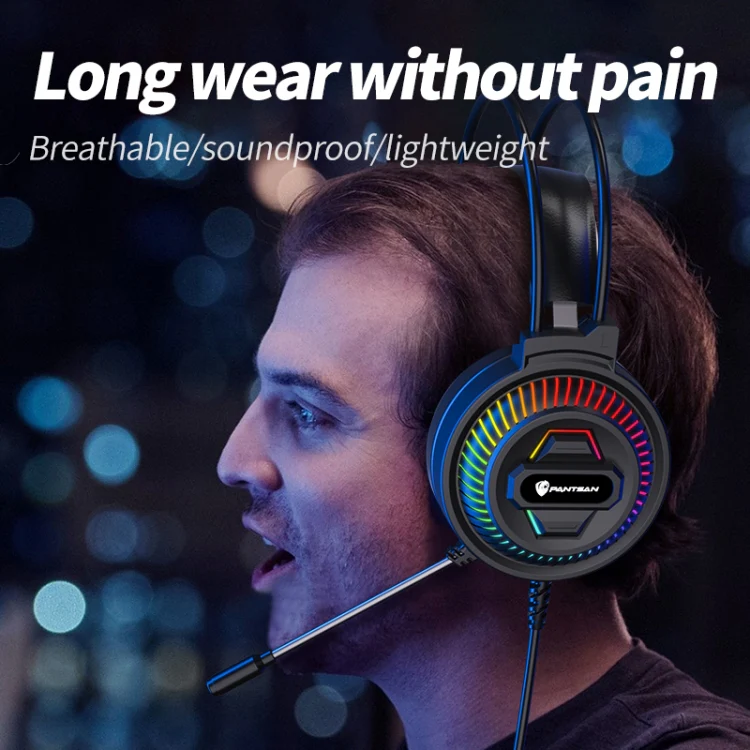 PANTSAN PSH-400 USB Computer Head-Mounted Luminous RGB Wired Headset, Specification:3.5mm Single Plug - Image 6
