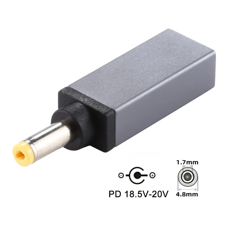 PD 18.5V-20V 4.8x1.7mm Male Adapter Connector (Silver Grey) - Image 6