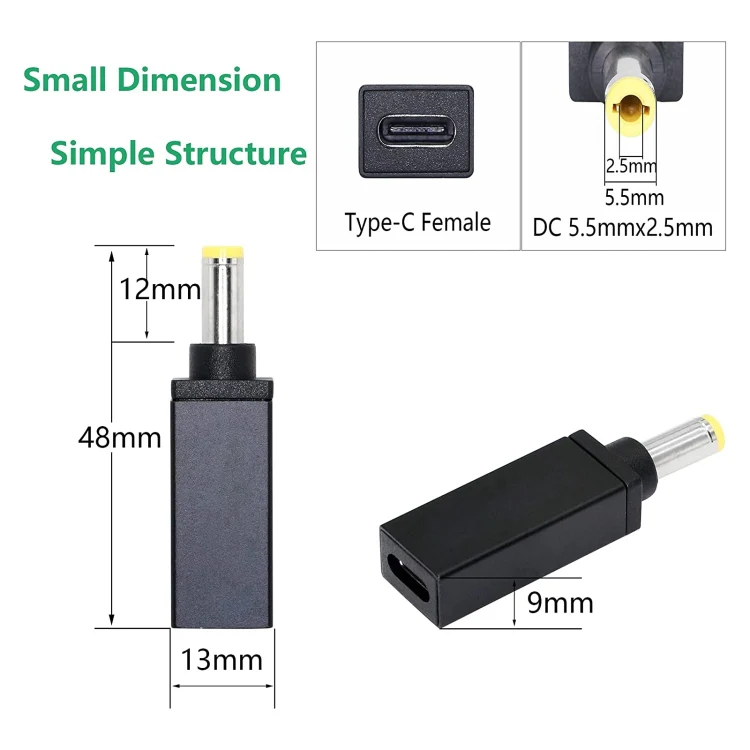 PD 18.5V-20V 5.5x2.5mm Male Adapter Connector(Silver Grey) - Image 6