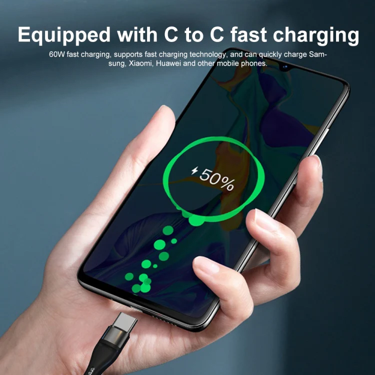 PD 60W USB-C / Type-C to USB-C / Type-C Fast Charging Nylon Braided Data Cable, Cable Length:1m(Red) - Image 7