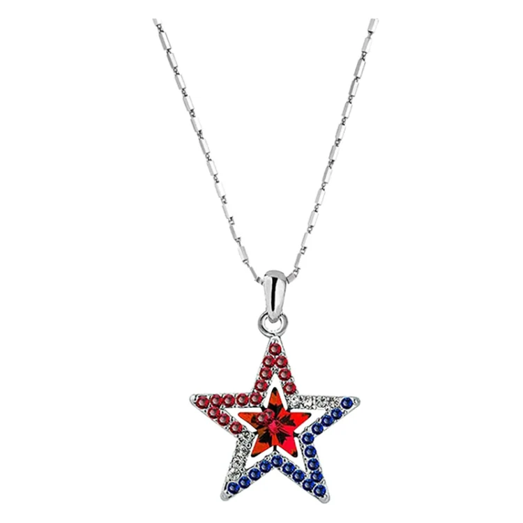 Pentagram With Zirconia Pendant Holiday Commemorative Gift, Style: Red Diamond Necklace