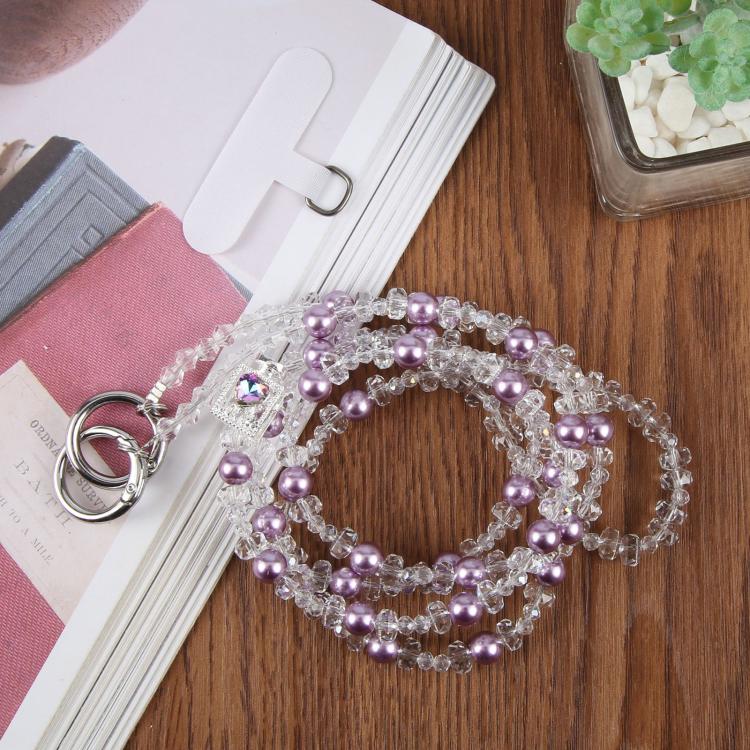 Perfume Bottle Beaded Phone Charm Crossbody Phone Lanyard with Tether Pad(Purple) - Image 2
