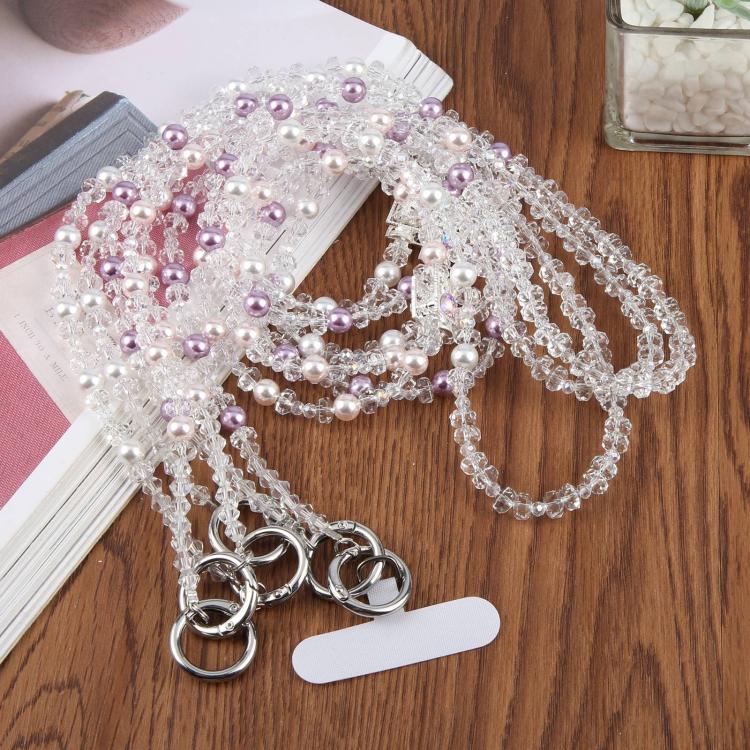 Perfume Bottle Beaded Phone Charm Crossbody Phone Lanyard with Tether Pad(Purple) - Image 3
