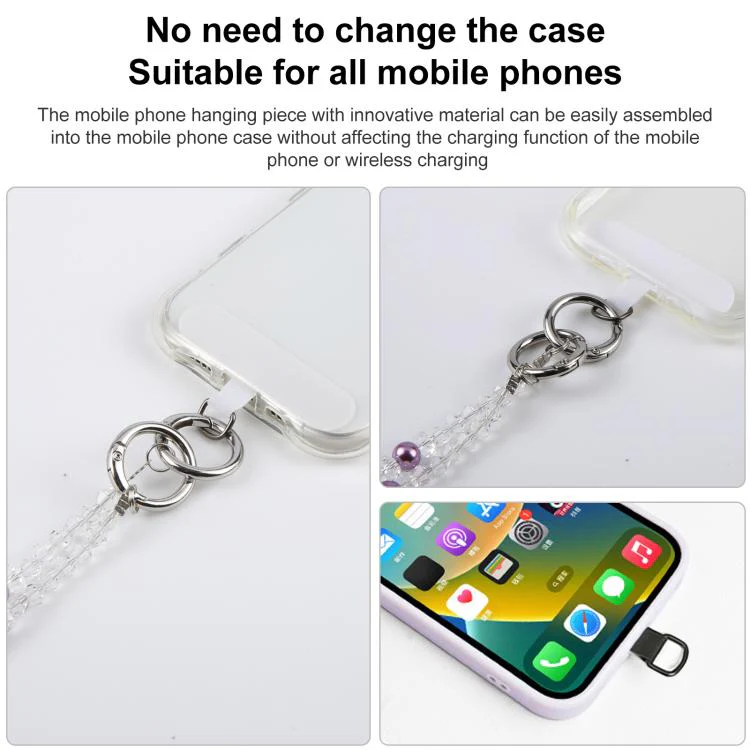 Perfume Bottle Beaded Phone Charm Crossbody Phone Lanyard with Tether Pad(White) - Image 5