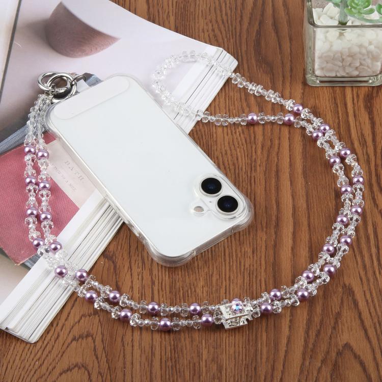 Perfume Bottle Beaded Phone Charm Crossbody Phone Lanyard with Tether Pad(White) - Image 6