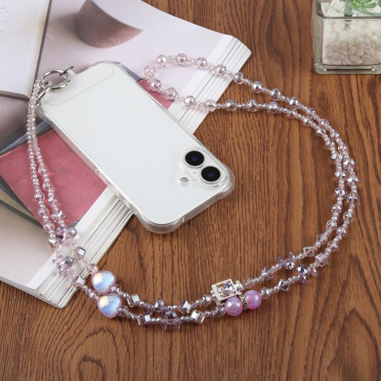 Perfume Bottle Heart Beaded Phone Charm Crossbody Phone Lanyard with Tether Pad(Green White) - Image 6