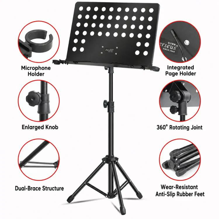 PERSEUS Portable Folding Music Stand Guitar & Violin Music Stand, Spec: 1.75m Bolded Silver - Image 5