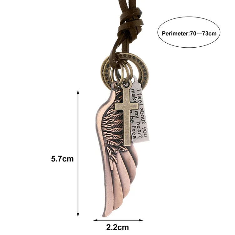 Personalized Angel Wings Pendant Adjustable Simple Long Necklace(Bronze) - Image 3