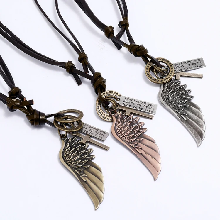 Personalized Angel Wings Pendant Adjustable Simple Long Necklace(Red Bronze) - Image 2