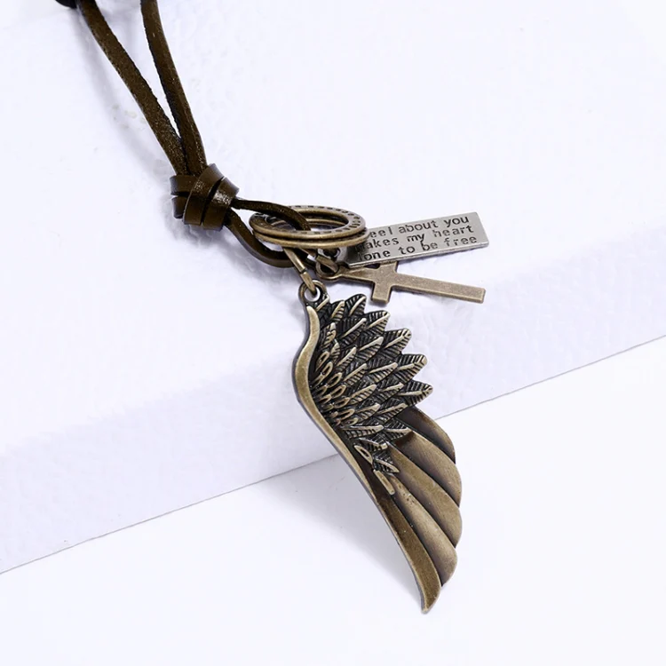 Personalized Angel Wings Pendant Adjustable Simple Long Necklace(Red Bronze) - Image 4